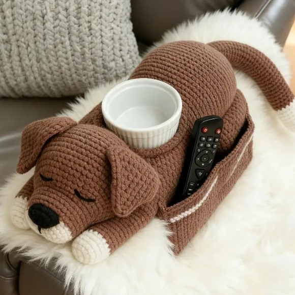 Other - Brown Crochet Dog Armrest Organizer DIY Kit